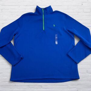 Polo Ralph Lauren 1/4 Zip Performance Pullover Mens Blue Fleece Sweater